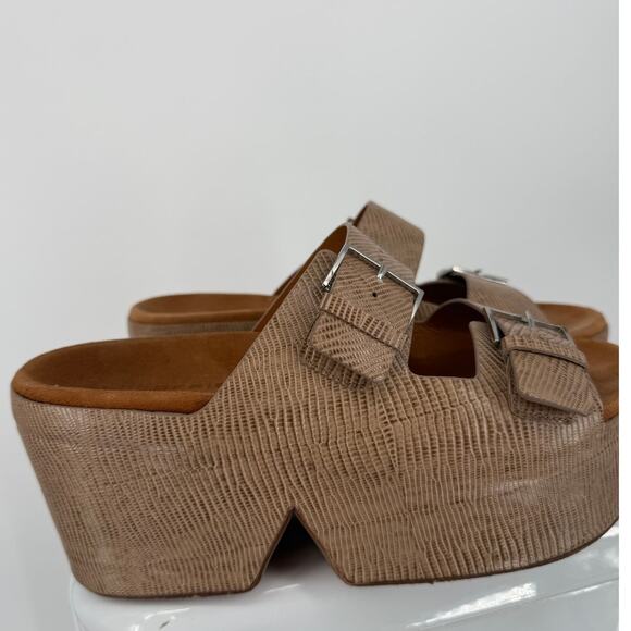 Robert Clergerie Platform Sandal Esme in Sand Size 40.5 Buckle Slide Tan Brown - Picture 4 of 9